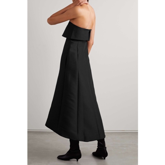 TOTEME A-Line Wool Cotton Dress Strapless Gown in Black Size 34 / US 2 - Picture 8 of 12